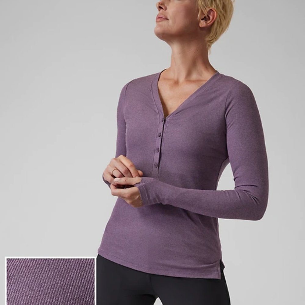 ATHLETA Ribbed Henley Top